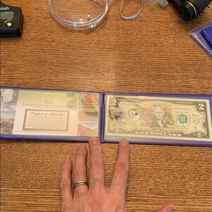 National Park Grand Canyon colorized $2 bill set in plastic cover 2013